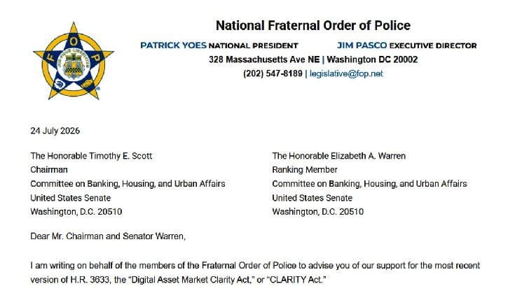 382,000-Member Police Group Supports Revised Crypto CLARITY Act