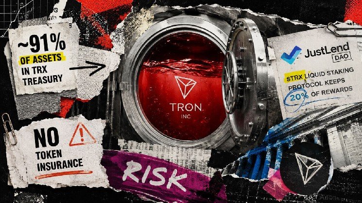 Tron Inc. put over 90% of assets behind an uninsured JustLend dependency as its TRX treasury kept growing