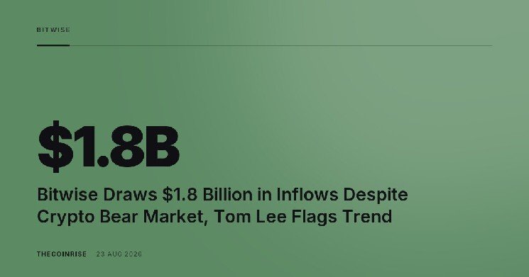 Bitwise Draws $1.8 Billion in Inflows Despite Crypto Bear Market, Tom Lee Flags Trend