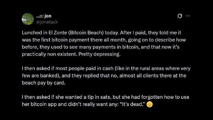 Bitcoin Core Dev Warns Bitcoin Payments Vanish at Bitcoin Beach
