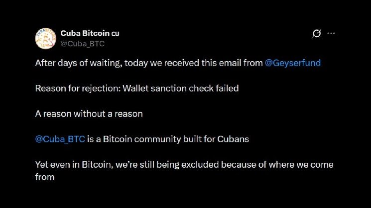 Geyser Rejects Cuba Bitcoin Initiative Over US Sanction Compliance