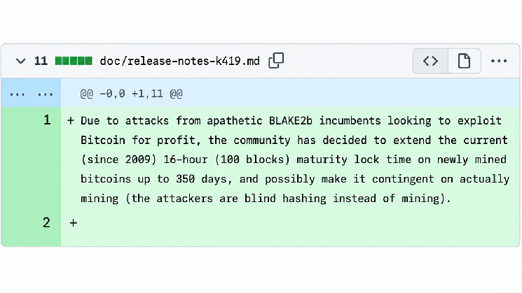 BLAKE2b Bitcoin Fork Wants Miners to Wait 45 Days to Touch Their Coins